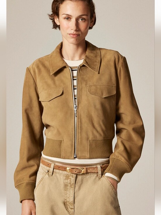 J. Crew Jackets & Blazers - J Crew Collection cropped flight jacket in suede CN080 Size XXS NEW $698
